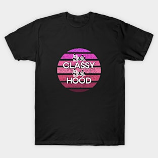 Kinda Classy Kinda Hood Pink Distressed Design T-Shirt